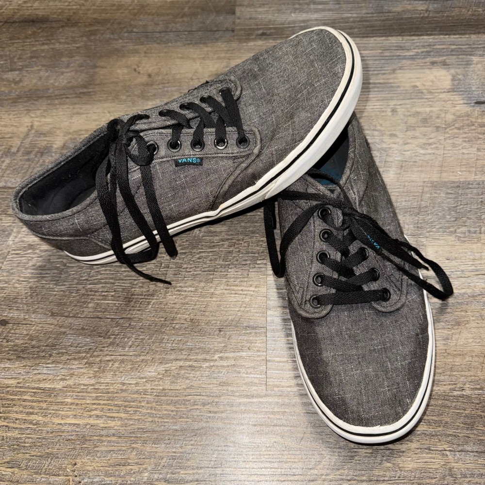 Vans Atwood Gray Chambray Canvas Low Top Skate Shoes Mens 8 Womens 9.5